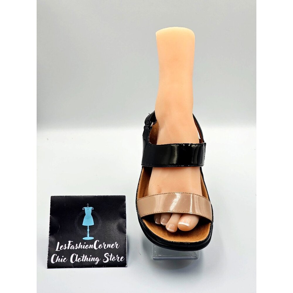 Strive OAHU Women's Black Nude Patent Leather Cushioned Sandals Sz 9.5 2426 - Picture 12 of 15